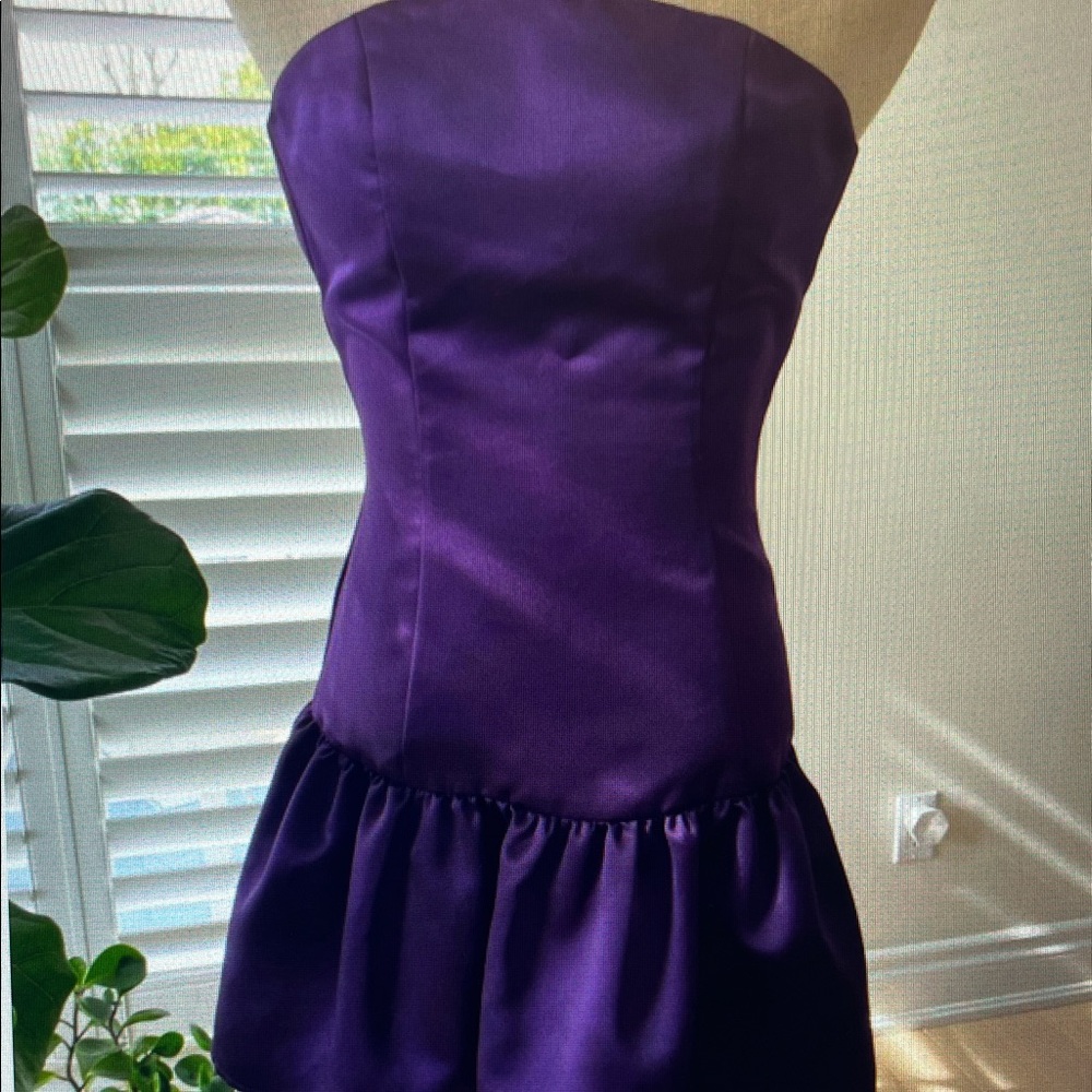 Strapless Satin Purple Cocktail Dress